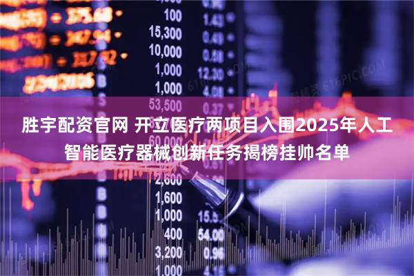 胜宇配资官网 开立医疗两项目入围2025年人工智能医疗器械创新任务揭榜挂帅名单