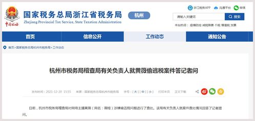 杭州市税务局稽查局有关负责人就黄薇偷逃税案件答记者问